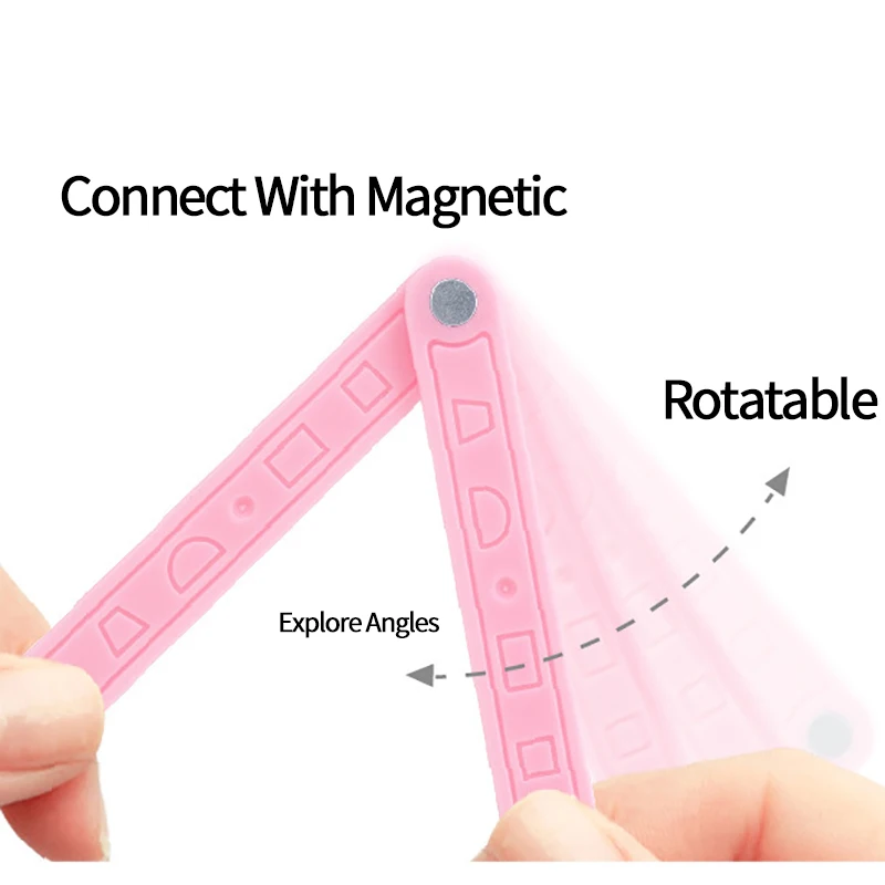 AngLegs magnetici Plus Set con 1 goniometro, esplora angoli, forme e geometria, geometria triangolare, manipolatori matematici, forma