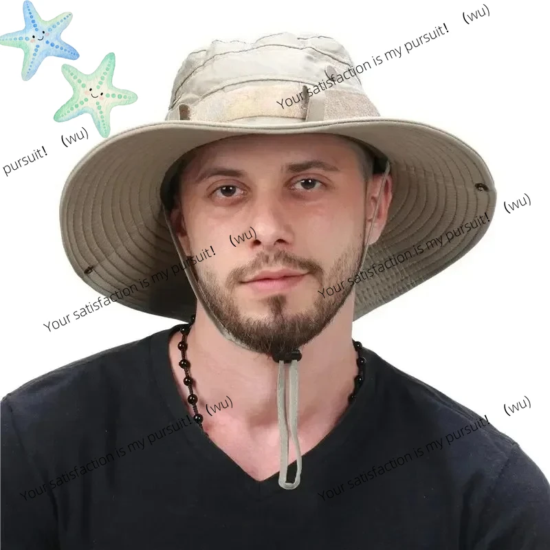 Summer Men Bucket Hat Outdoor UV Protection Wide Brim Panama Safari Hunting Hiking Hat Mesh Fisherman Hat Beach Sunscreen Cap