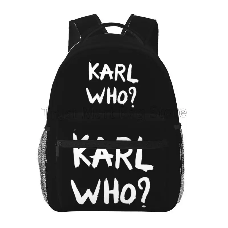 Karl Who Slogan Print Travel Backpacks School Bag Lightweight Student Bookbag Unisex Laptop Daypack for Travel Hiking Camping