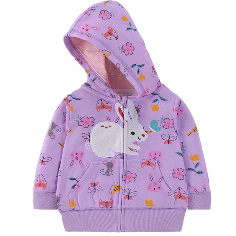 

Новая детская толстовка-куртка для девочек с мультяшной вышивкой, на молнии, с капюшоном, весна-осень 2026, повседневная