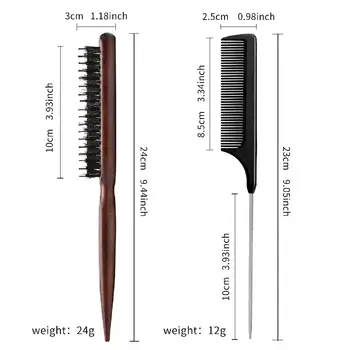 專業盤髮造型尾梳和順滑刷4件套,手指波浪和倒梳工具,5齒蓬鬆提升梳 8 最佳銷售 波浪刷 - №4