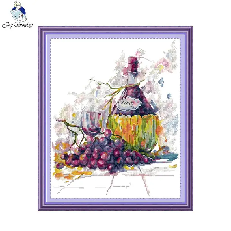 Joy Sunday Cross Stitch Kits Caravan Wine Pattern Counted Printed Fabric Canvas Aida 16CT 14CT 11CT DIY Hand Embroidery Sets New