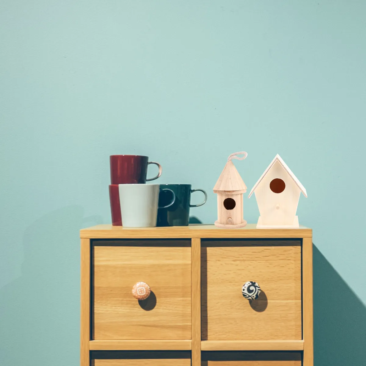 

6Pcs DIY Unfinished Wooden Bird Nest Set Solid Hardwood Smooth Sanded Blank Craft for Painting Drawing Graffiti Home Office