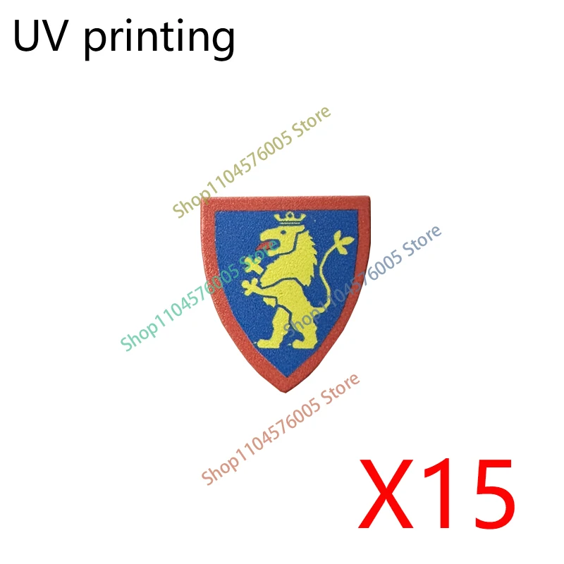MOC Mittelalterliches Zubehör Bausteine Löwe Schwarzer Adler Dämon Drache Königreich Tempelritter Figuren Flagge Schild Spielzeug Geschenke T31