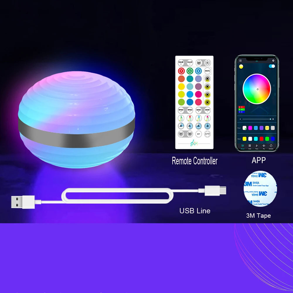 Imagem -03 - Rgb Toque Bluetooth Saturno Led Luz Noturna 5v Usb Controle Remoto Música Ritmo Sala de Estar Desktop Atmosfera Descorate Lâmpadas