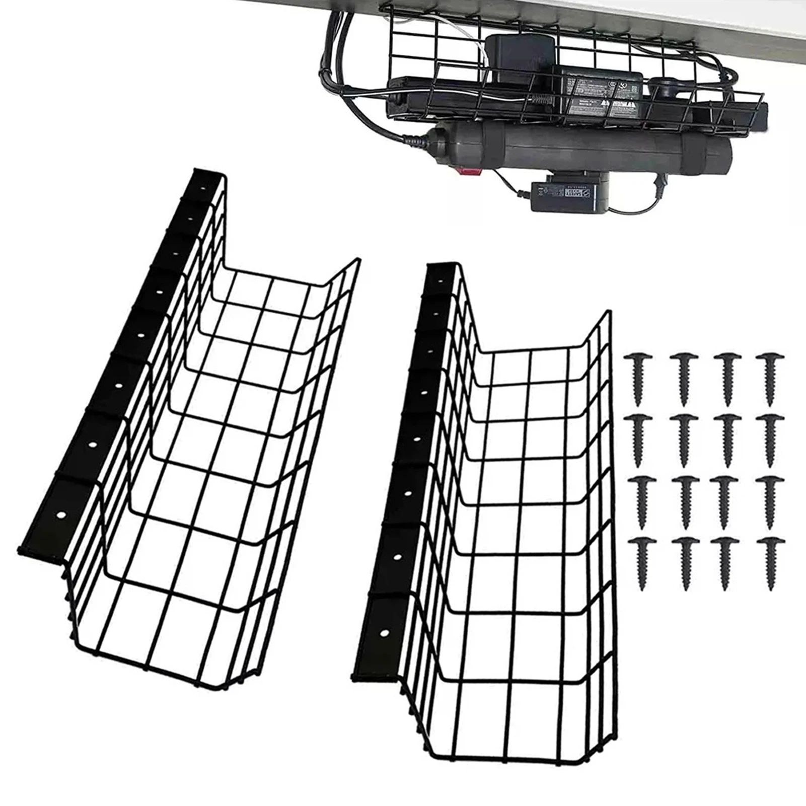 

2pcs Cable Management Under Desk Cord Management Cable Holder Wire Hider Organizer Under Desk Cable Management Tray Basket