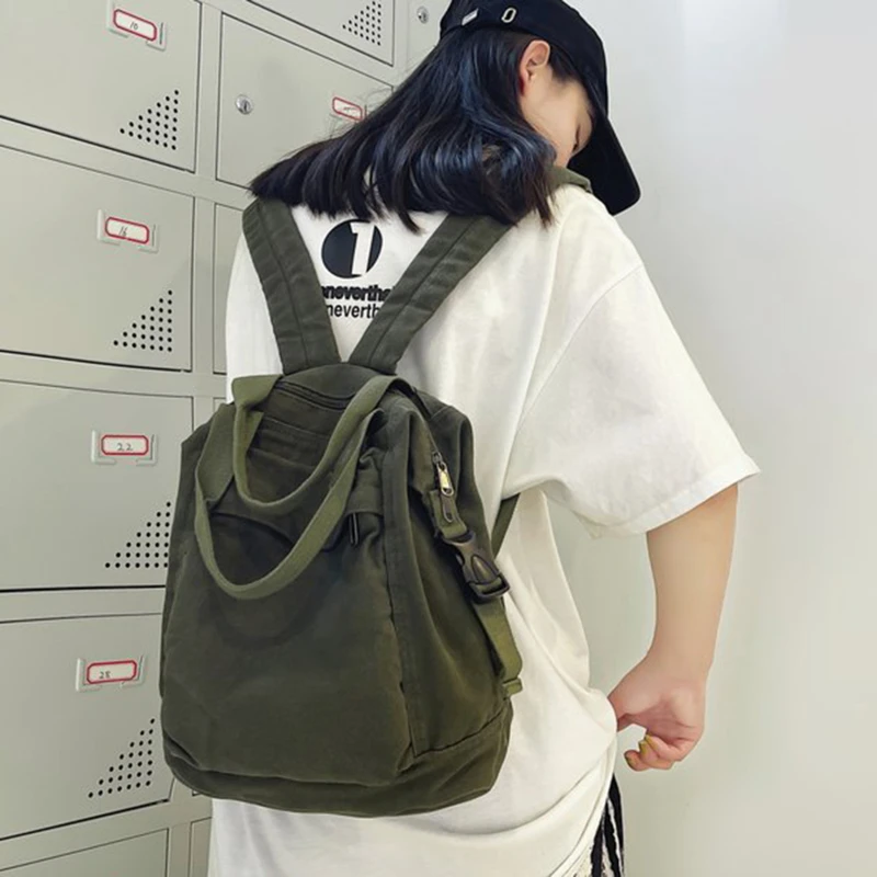 Women Backpack Canvas Girl Fabric School Bag New College Student Vintage Female Laptop Bag Travel Ladies Backpack