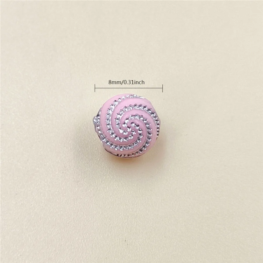 100pcs/lot 8mm Colorful Rhinestone Acrylic Beads Round Spiral Pattern Beads For DIY Craft Scrapbook Decoration
