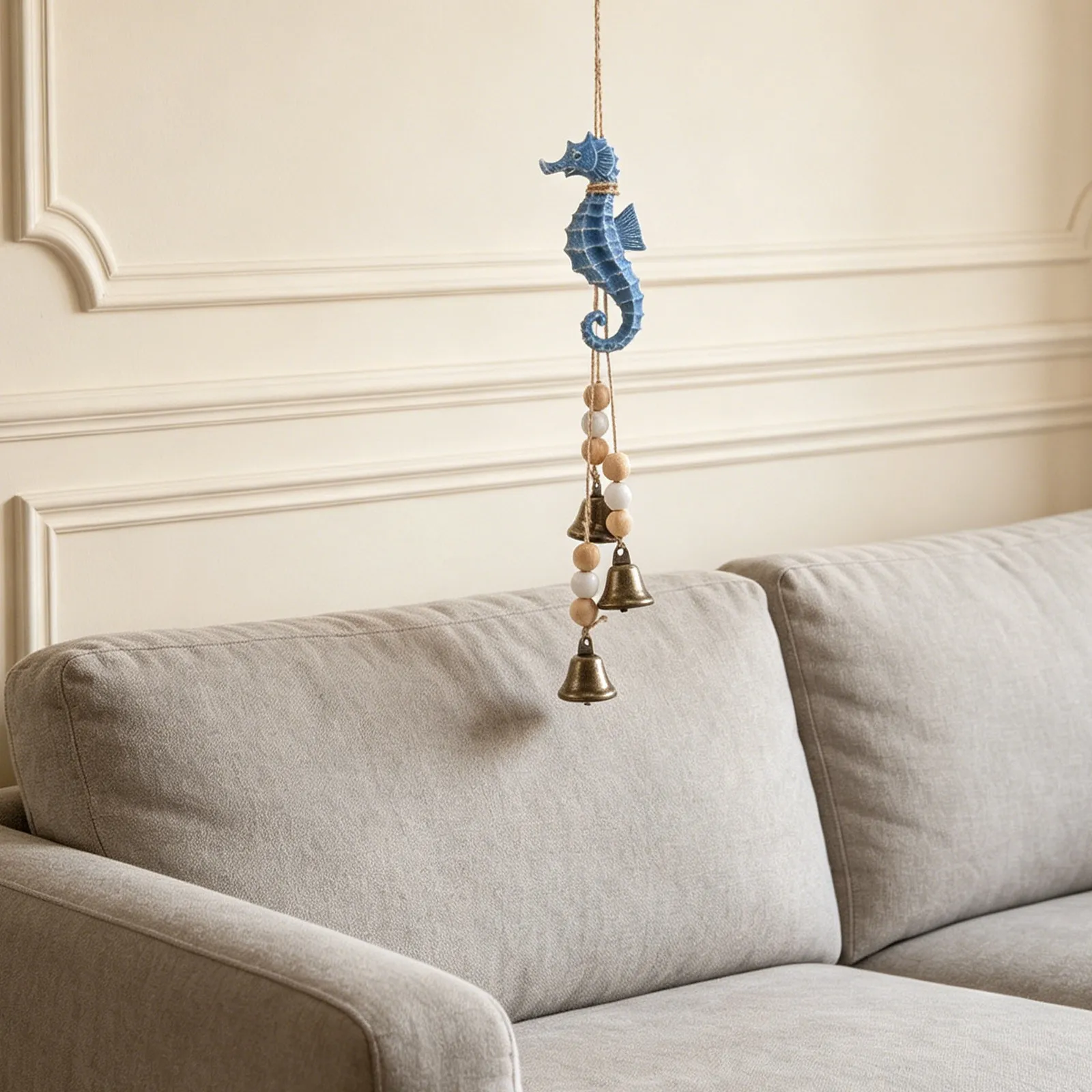 Mediterranean Style Seahorse Wind Chime 13 Inch Coastal Wind Chimes for Patio Balcony Indoor Outdoor Decoration Beach Wall