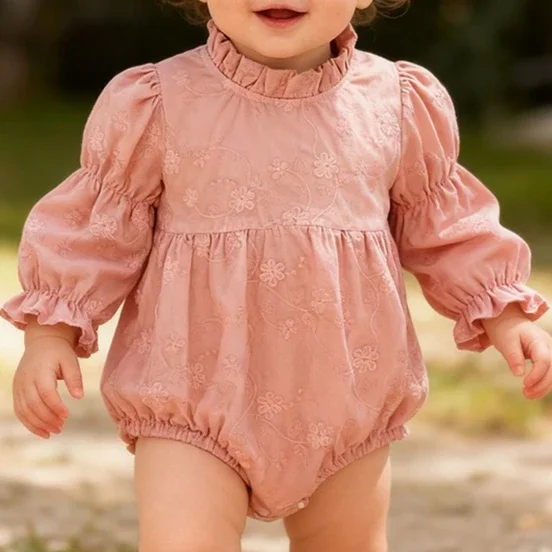 

Girls Onepiece 2025 Spring and Autumn New Childrens Clothing Girl Baby Temperament Embroidery Long-sleeved Onepiece Sweet