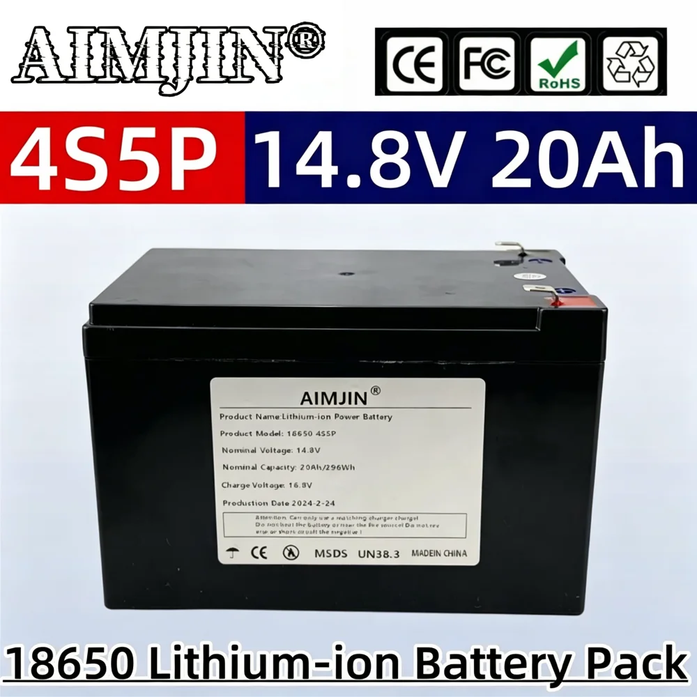 🔥 4S5P 14.8V 20Ah 18650 Li-ion Battery Pack built-in BMS Suitable for 16.8V Equipment, High-power Inverter, Tourist Car Solar