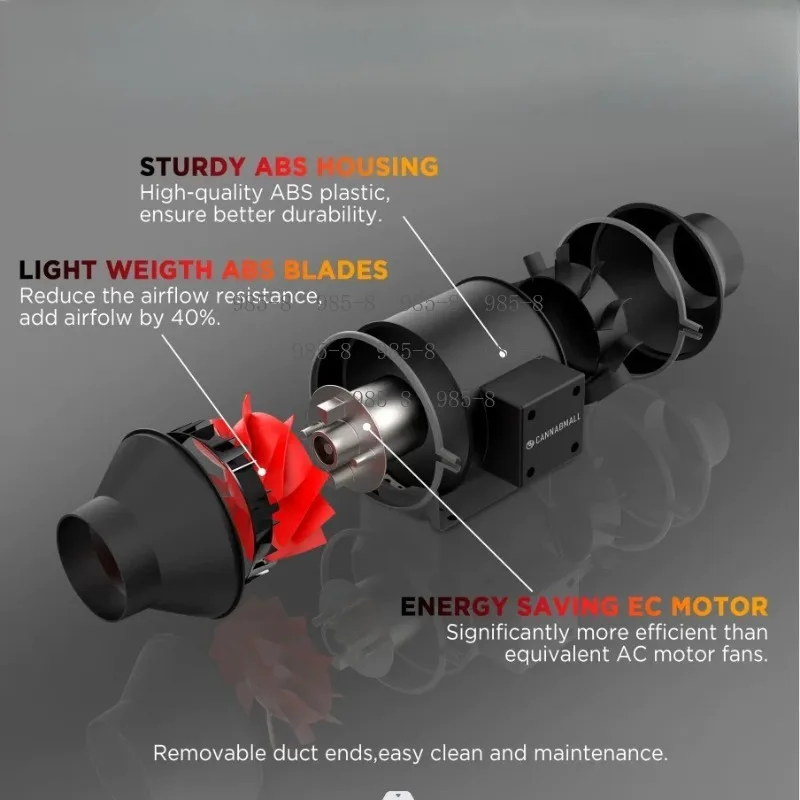 For Odor Treatment, Mold Suppression and Fresh Air Supply, 6 Inch Inline Duct Fan with EC Motor 350 CFM Large Air Volume