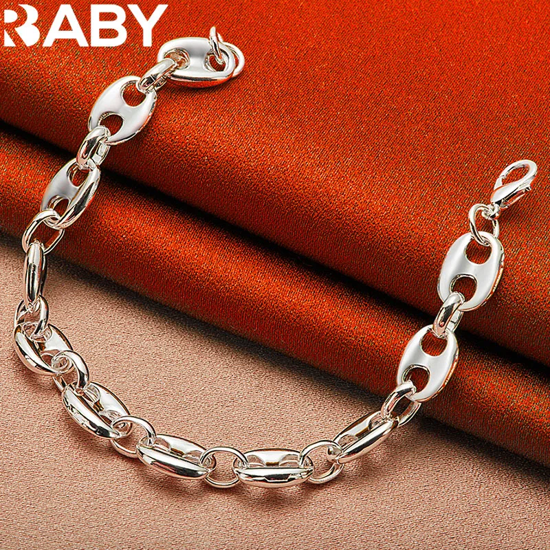 URBABY 925 Sterling Silver Pig Nose Chain Bracelet For Women Men Fashion Wedding Engagement Party Jewelry Accessories