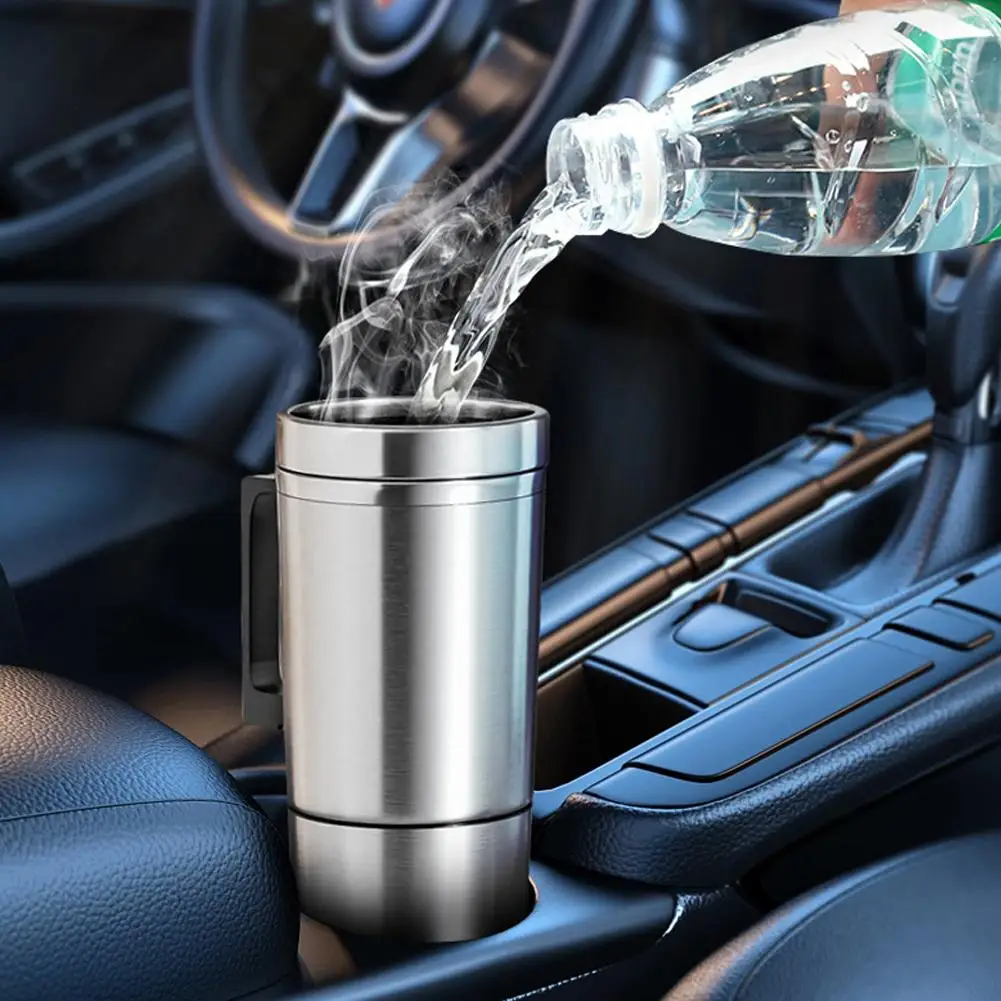 

Vehicle Heating Cup 12/24V 500ml Stainless Steel Water Bottle Heat Electric Kettle Water Heater Heating Car Coffee Kettle B K2W4