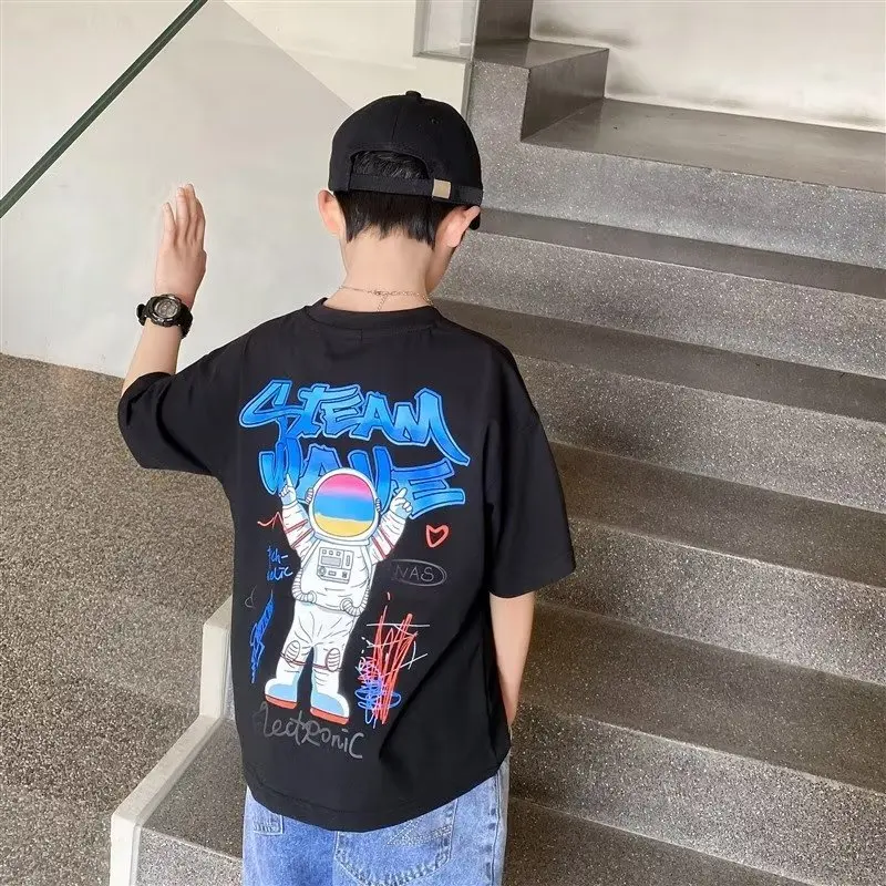 New Summer Kids Clothes Korean Fashion Print Short Sleeve Tops Tees Boys Girls Clothes 100%Cotton Cartoon T Shirts Children