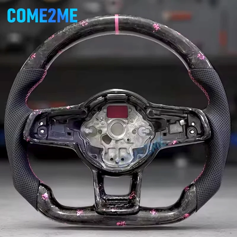 Forged powder foil carbon fiber leather sports steering wheel, suitable for Volkswagen Golf 7 MK7, Passat B8, Tiguan MK2, Polo,