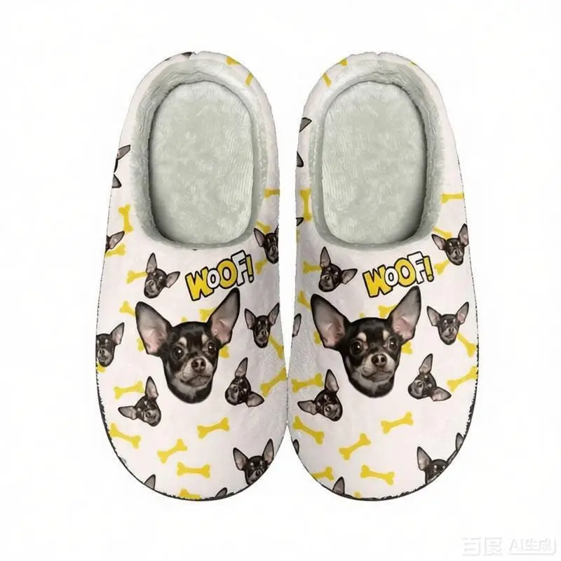 

Chihuahua Home Cotton Slippers Mens Womens Thermal Indoor Slipper Customized DIY Shoe Plush Bedroom Casual Keep Warm Shoes