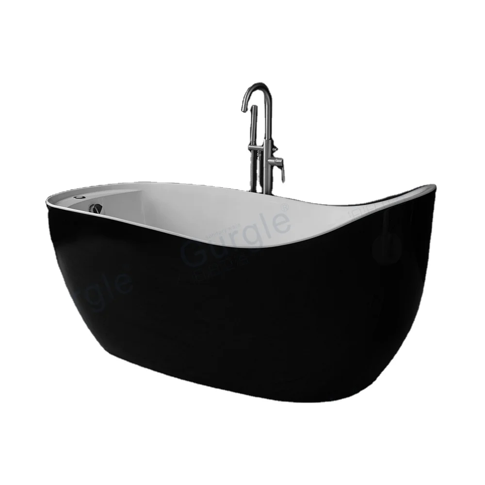 Bathroom Indoor For Adult 2 Person Cold Water Black Color Bathtubs & Whirlpools Acrylic Massage Bath Tub