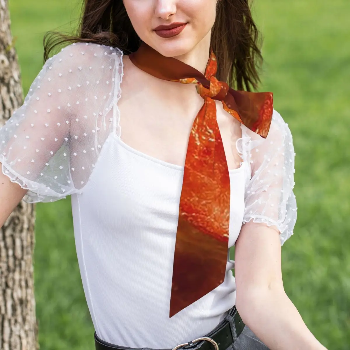 HD High Quality Online Store Women Long Narrow Scarf Silky Skinny Scarf Multi-use Neck Head Wrap for Office Daily Party