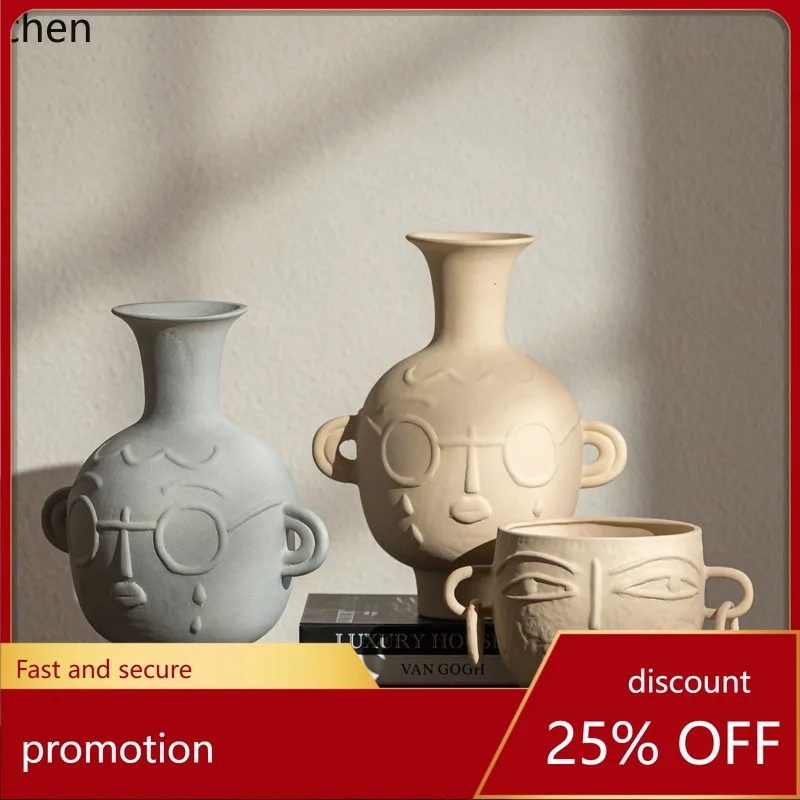 HXL Ceramic Thousand-Face Vase Entryway Cabinet Matching Tea Room Zen Ornament