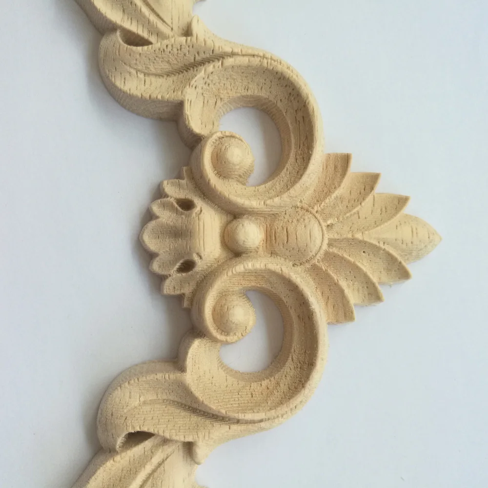 10PCS Wood Onlay Applique Wooden Oak Woodcarving Decal Wood Carved Corner Frame Furniture Decorative Sculptures 8/10/12/15CM