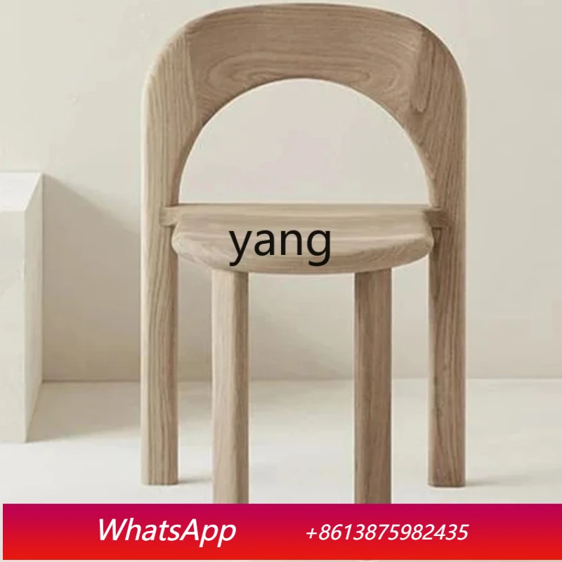 LTT Chair Folding Chair Cream Wind Silent Wind Log Household Stackable Mid-Ancient Chair