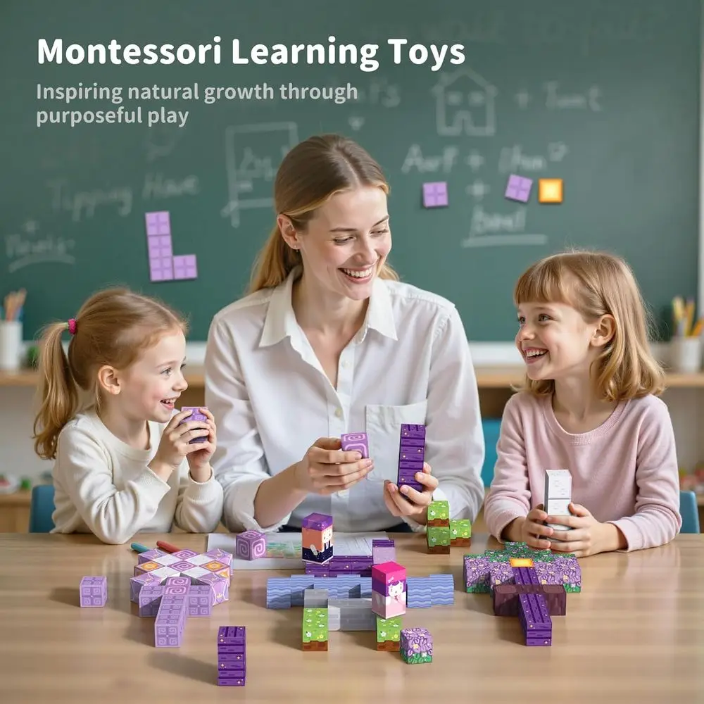자석 블록 - 120피스 몬테소리 STEM 장난감, 3-8세 어린이용, 유아 및 감각 놀이에 이상적