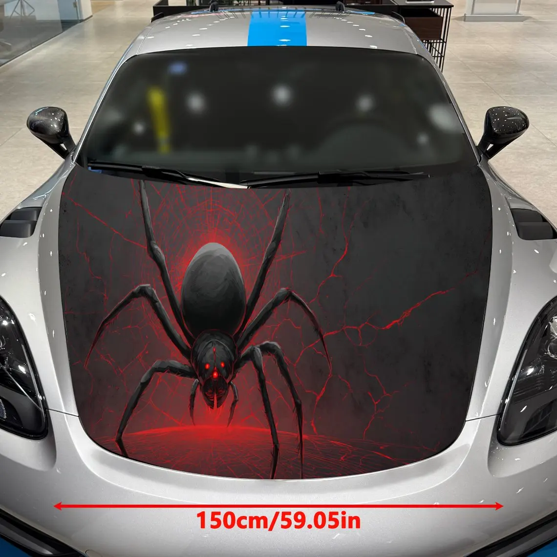 Red Spider Brave Exploration Charm PVC Car Hood Wraps, Self-Adhesive Waterproof Car Bonnet Decal Sticker, Car Decoration Protect