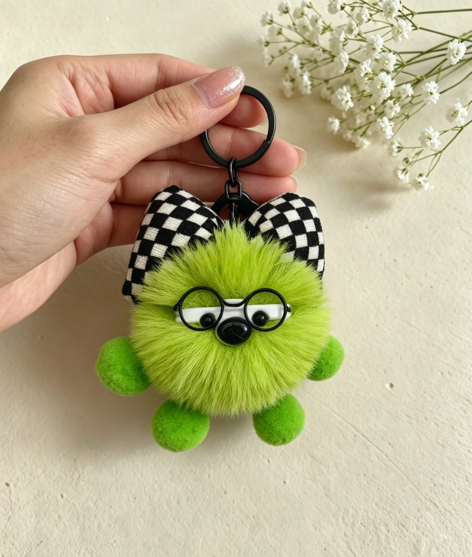 Cute Mini Rabbit Fluffy Key Chains Pom Pon Trinket Hanging Decoration Plush Animal Doll Bag Pendant Auto Keyring Lovely Presents