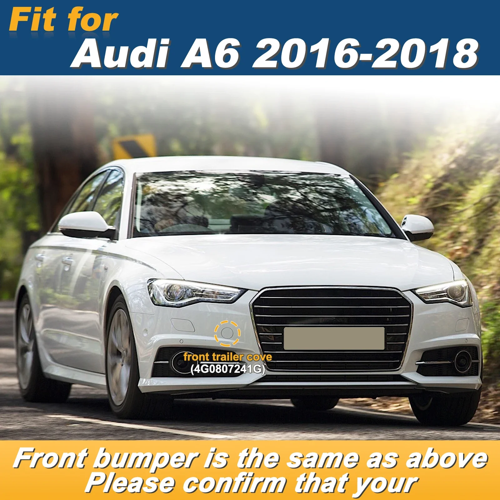 Right Passenger Side Front Tow Hook Cover For Audi A6 Models 2016 to 2018 Direct Fit Part 4G0807241G