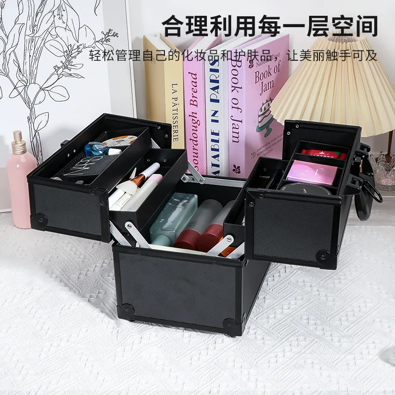 Professional makeup box multi-layer nail pattern embroidery tool box Follow-up makeup portable medium large makeup case