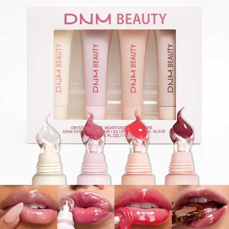 4 pezzi set lucidalabbra a specchio idratante labbra vaniglia zucchero rosa caffè torta odore rossetto olio trasparente trucco regalo di Natale