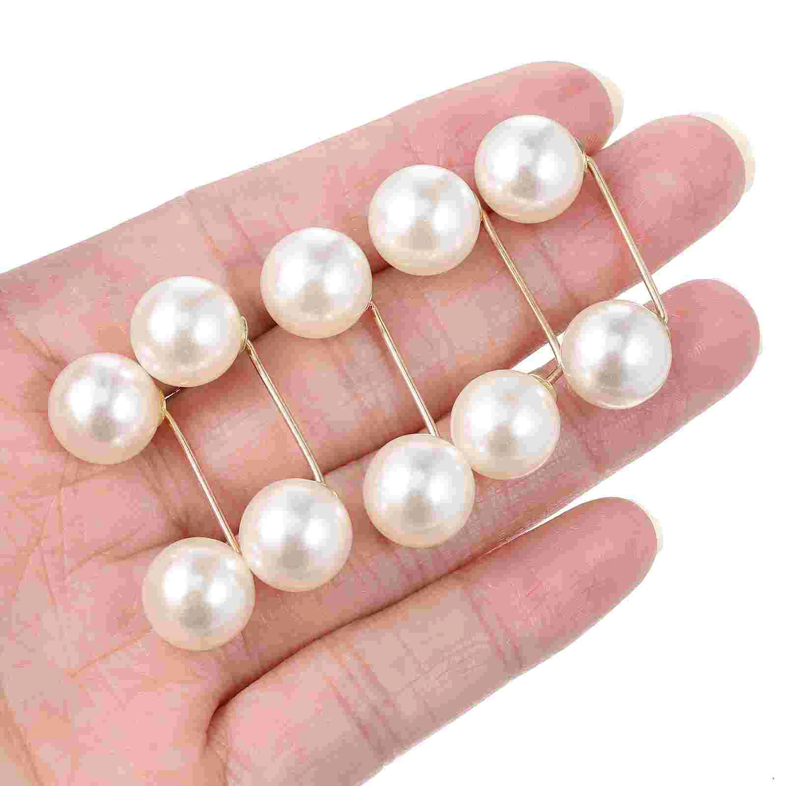 Pearl Button Nails Fancy Rhinestones Pearls Safety Pin Brooch Jewelry Brooches Miss Pins Buttons