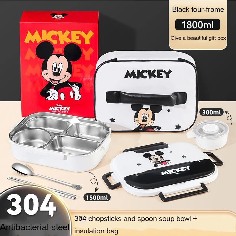 

Kawaii Strawberry Bear Mickey Mouse Insulated Lunch Box for Students Special Cluster Bento Meal Box