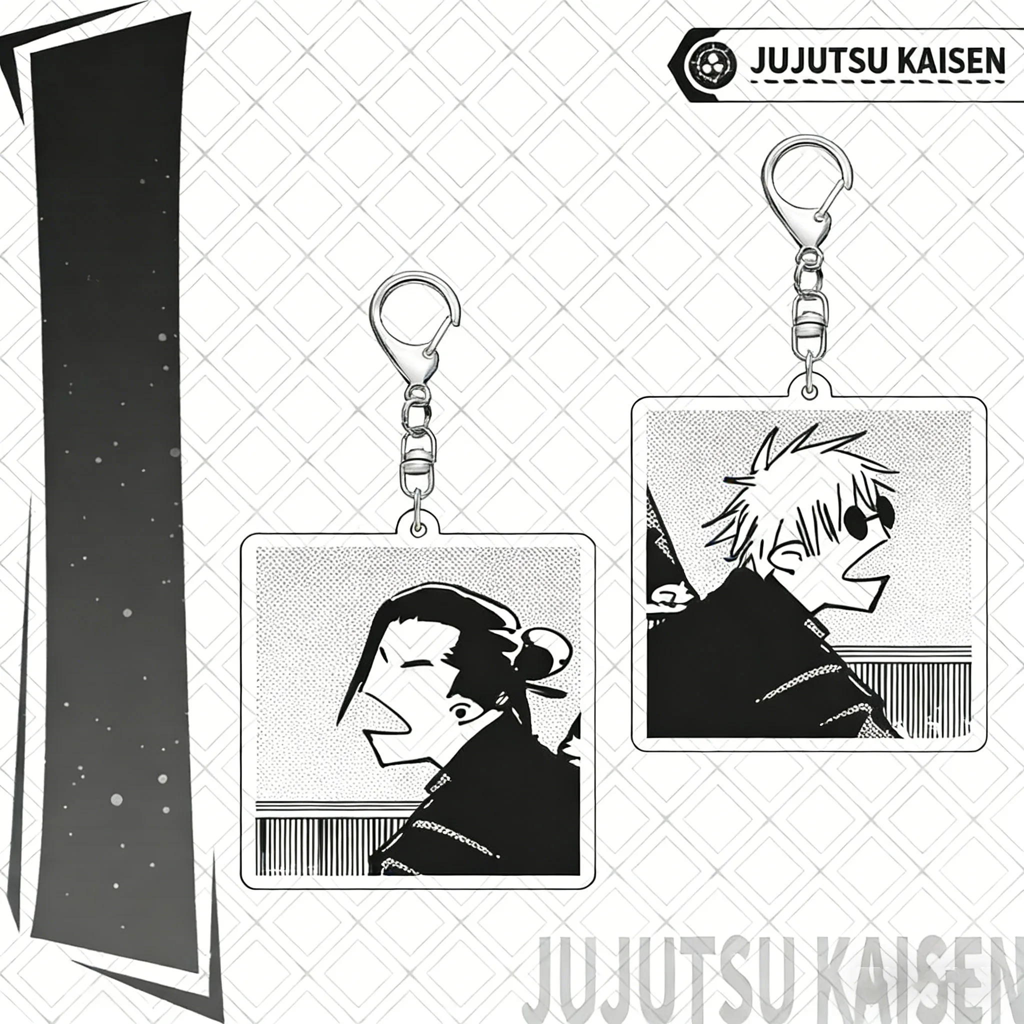 1/2 Stück Jujutsu Kaisen Gojo Satoru Quadratischer Acryl-Schlüsselanhänger Anime-Peripherieartikel Taschenanhänger