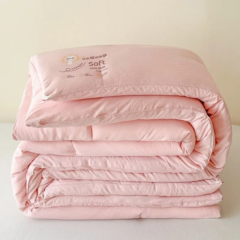 2025 new solid color soybean fiber quilt for household quilt thickened spring and autumn warm quilt available in all seasons
