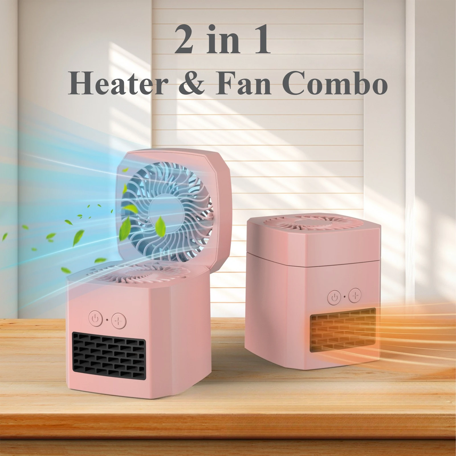

2 in 1 Heater & Fan Combo Portable Heating and Cooling Fan Personal Air Calculator Fan with 3 Wind Speeds for Indoor Home Office