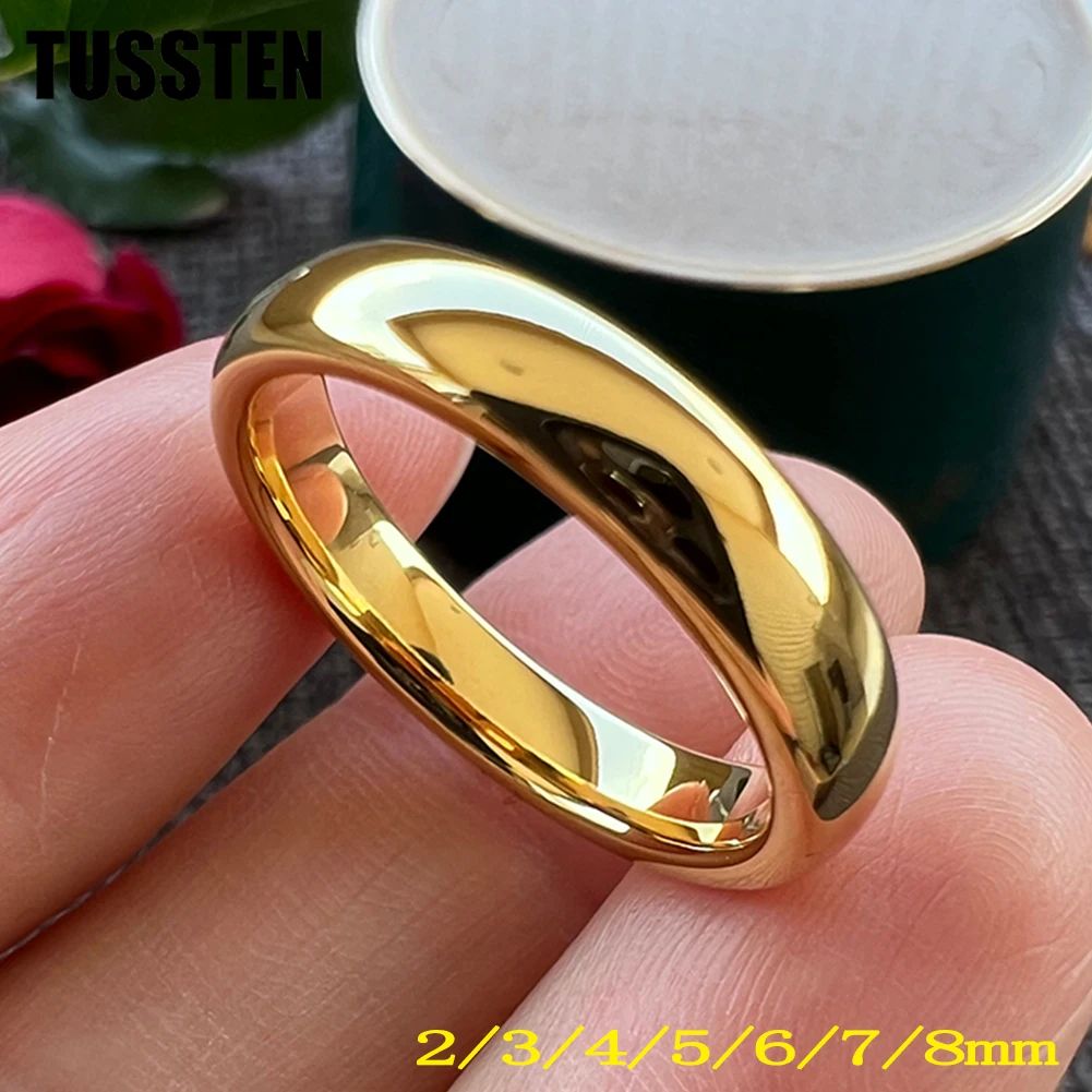 Dropshipping TUSSTEN 2-10MM Mężczyźni Kobiety Pierścionek Wolframowy Obrączka Ślubna Kopułkowa Polerowana Wygodna Dopasowanie