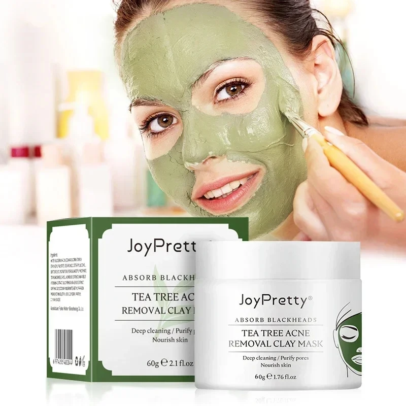 Mascarilla Facial de árbol de té, cuidado de la piel, limpieza profunda, Control de aceite, mascarillas faciales para hombres y mujeres, barro de arcilla verde, belleza hidratante para el cuidado de la piel