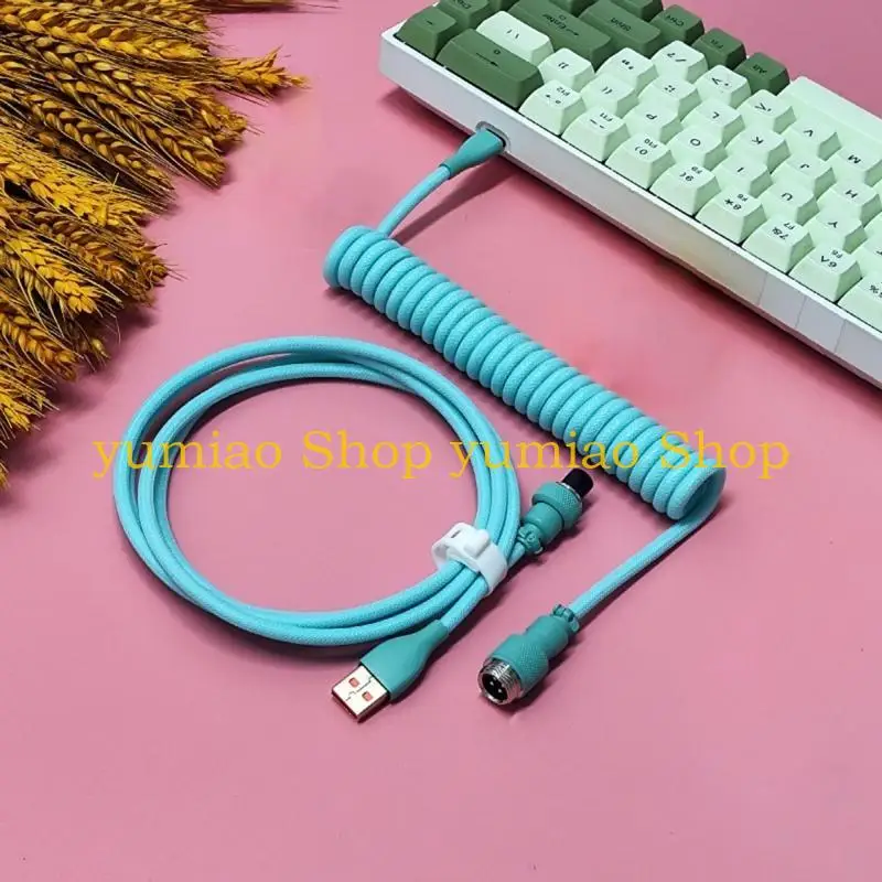 587B Coiled Cable for Game Mechanical Keyboards Usb Data Cable Color Aviation Plug USB TypeC Cable