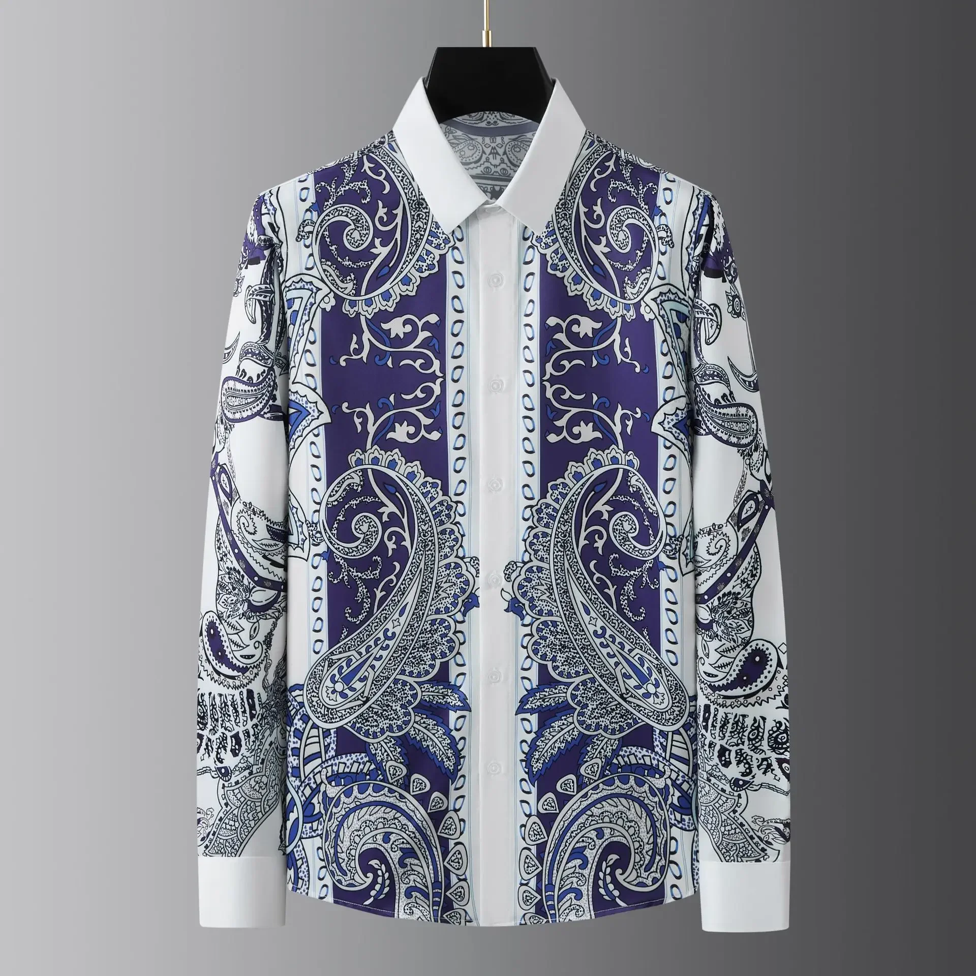 

Autumn New Palace Digital Printed Men's Shirt Handsome and Versatile No iron, Anti wrinkle Slim Fit Shirt