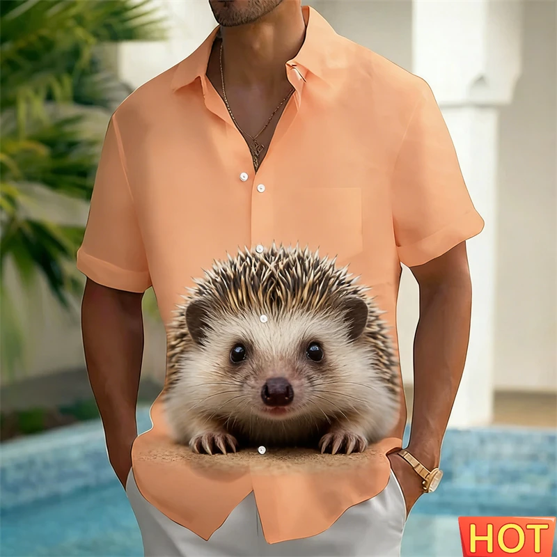 

Cute Cartoon Animal 3D Hawaiian Shirt For Men Women Casual Fox Cat Panda Pattern Short Sleeve Button Down Shirts Animal Lovers