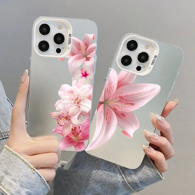 

Laser Phone Case For iPhone 15 16 14 Pro Max Plus 13 12 Mini 11 Pro Max Lily Orchid Flower Bloom Luxuriantly Shockproof Covers