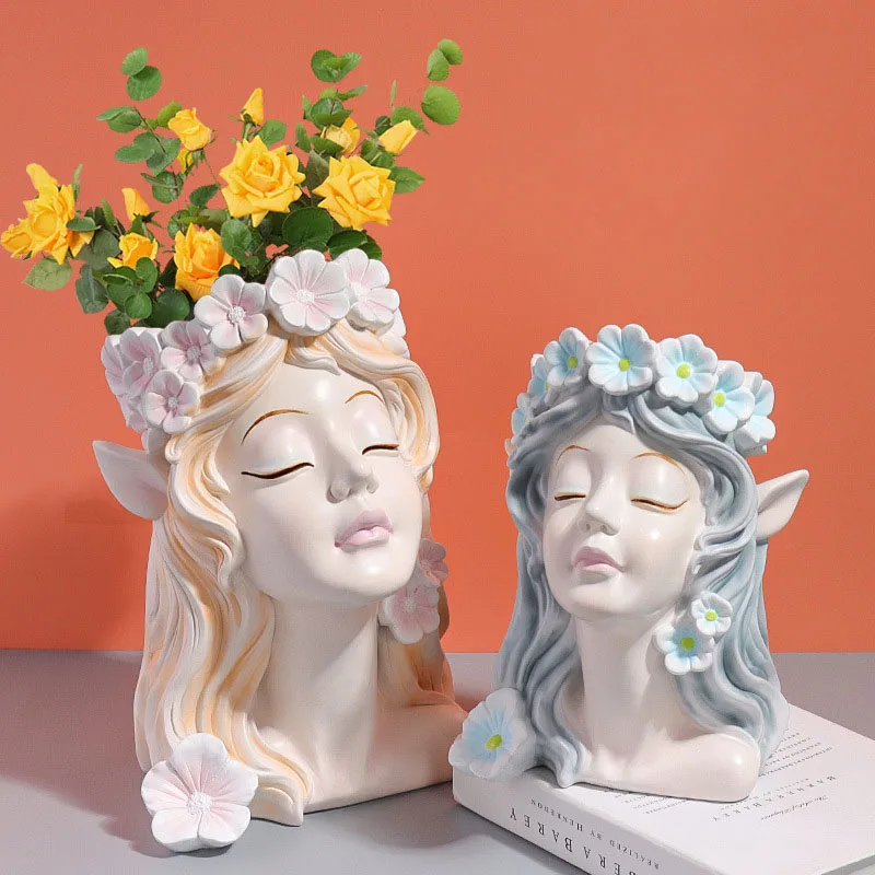 

Nordic Resin Fairy Girl Flower Pot, Vase Ornaments, Living Room, Porch Flower Arrangement Container, Balcony Plant, Bonsai Pot