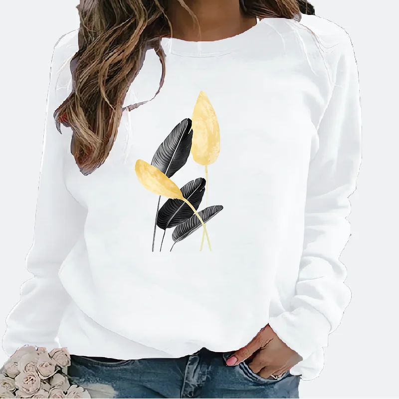 New Love Flower Watercolor Printed Pattern Top Ladies Casual Crew-neck Hoodie Sweatshirts  Sweatshirt  Streetwear Women