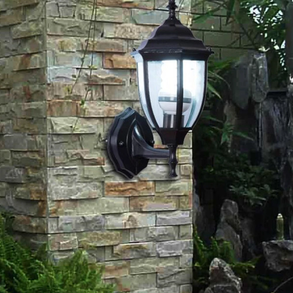 

1Pcs Energy Saving Waterproof Wall Lamp Vintage Hexagonal Black Outdoor Yard Light Wall Lamp Solar Corridor Light