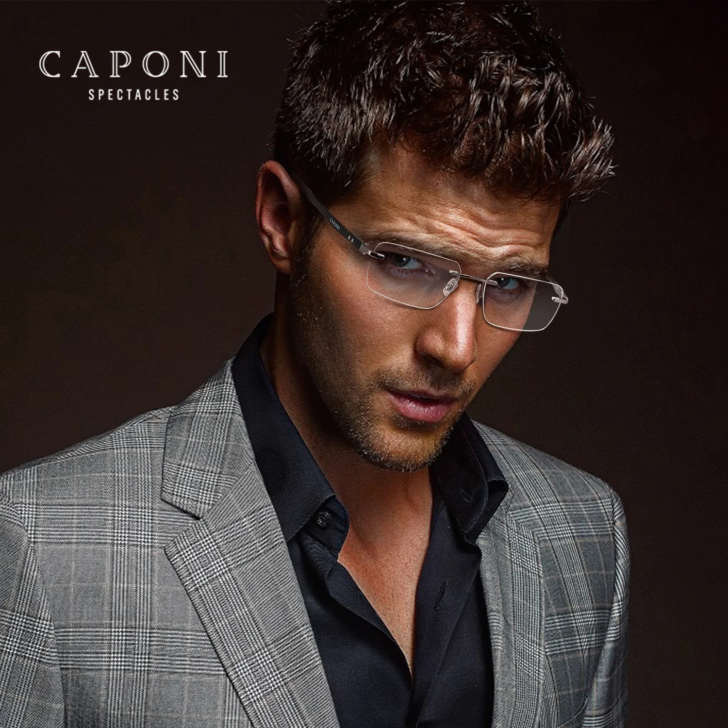 CAPONI-gafas ligeras de fibra de carbono para hombre, montura de alta calidad, gafas ópticas para computadora, Anti-luz azul, J24602 monturas de lentes hombre lentes ópticos oculos masculinos blue light glasses men