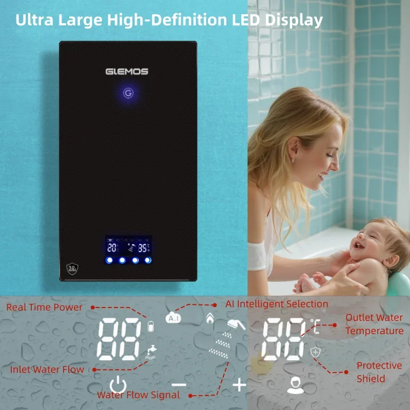 PopularLow Energy 7KW Tankless Water Heater Sink Water Heater for RV Kitchen Hair  Apartment Bathroom Hotel Solar Water Hea