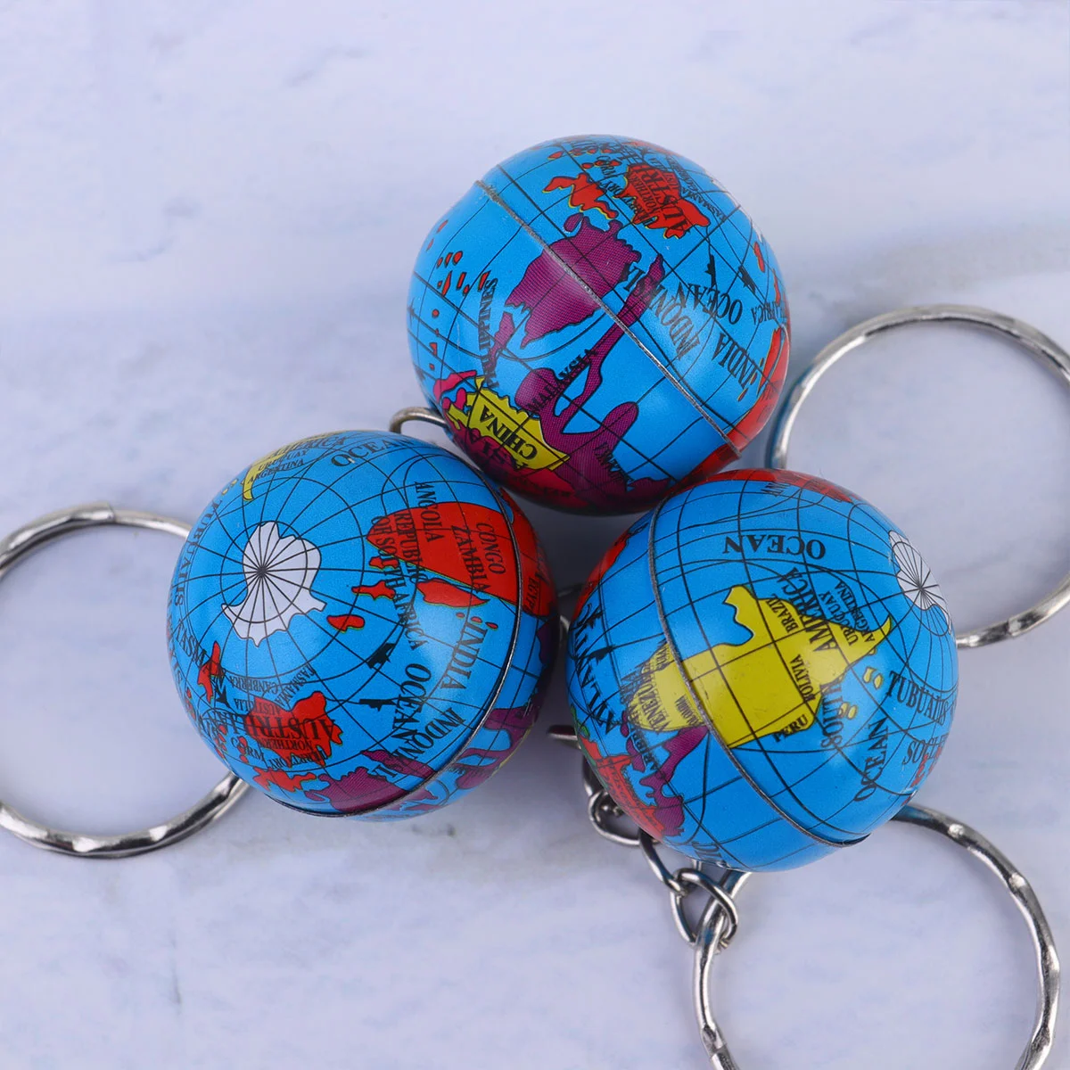 12pcs Globe Key Car Mens Gift Globe Decor Earth World Key pendant Keyring Planet Key Ring Kids Charms Ring Mini Map Handbag