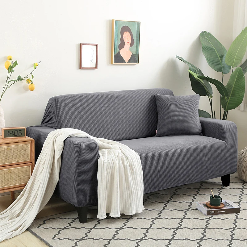 Neue Sofabezug aus Jacquard-Stoff, einfarbig, Couchbezüge, elastisch, waschbar, für L-förmiges Sofa, Wohnzimmer, 1/2/3/4/5 Sitz – Detail 12